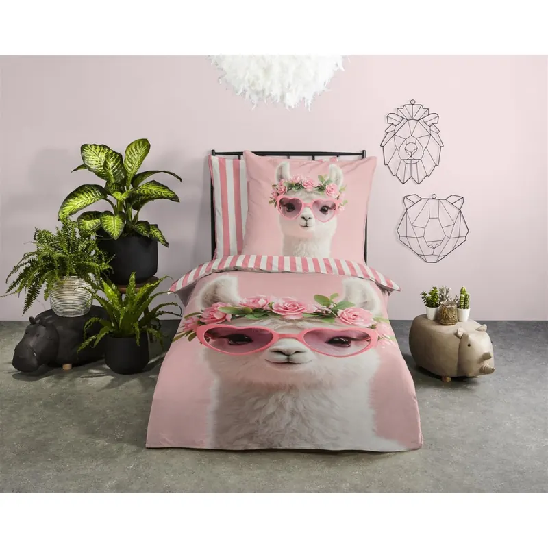 Pure Bettwäsche 135x200 + 1 x 80x80 cm Mikrofaser Moni  rosa