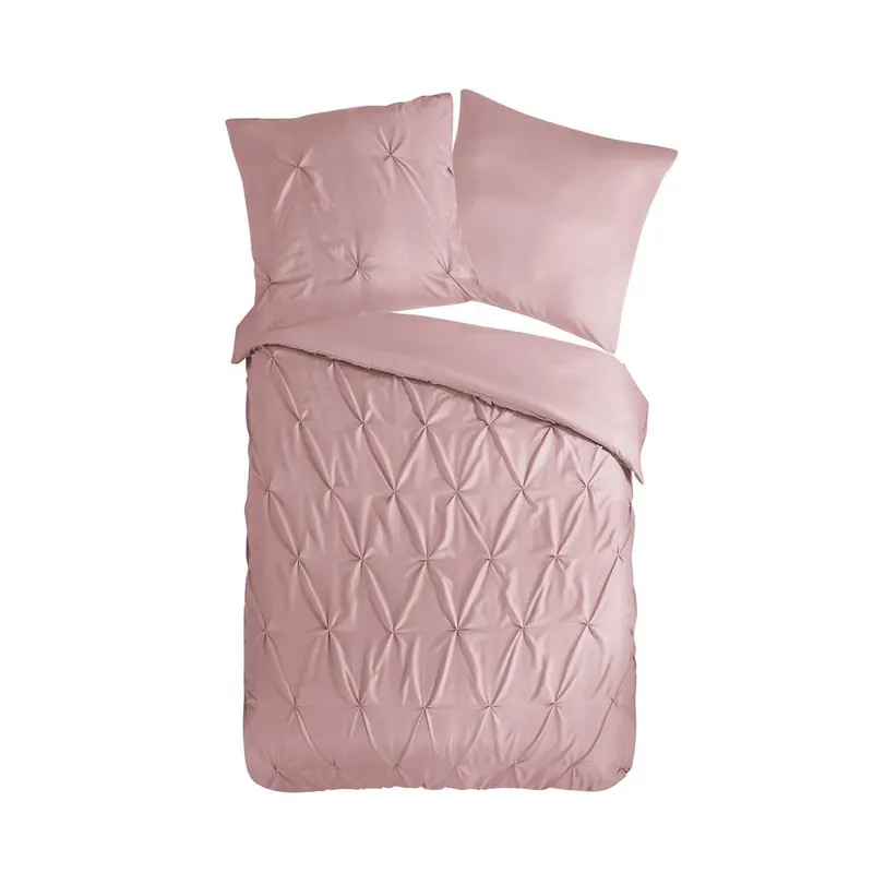 Pure Bettwäsche 155x220 + 1 x 80x80 cm Mikrofaser Elegance luxuriöse Abnäherfalten rosa