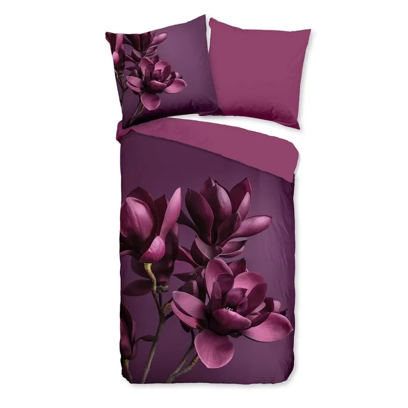 Pure Bettwäsche 155x220 + 1 x 80x80 cm Mikrofaser Penelope Blumen lila