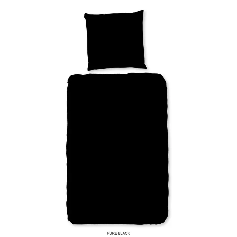 Pure Bettwäsche 155x220 + 1 x 80x80 cm Mikrofaser Uni uni schwarz
