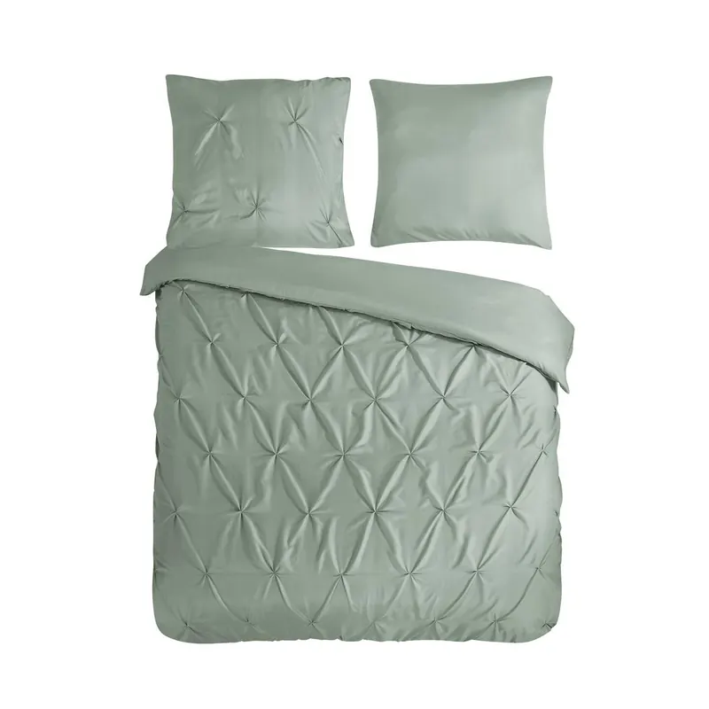 Pure Bettwäsche 200x200 + 2 x 80x80 cm Mikrofaser Elegance luxuriöse Abnäherfalten grün