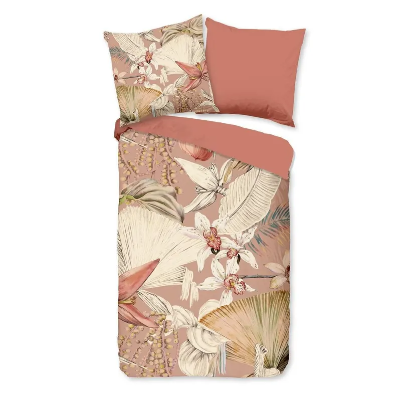 Pure Bettwäsche 200x200 + 2 x 80x80 cm Mikrofaser Ramani Ibiza-Stil rosa