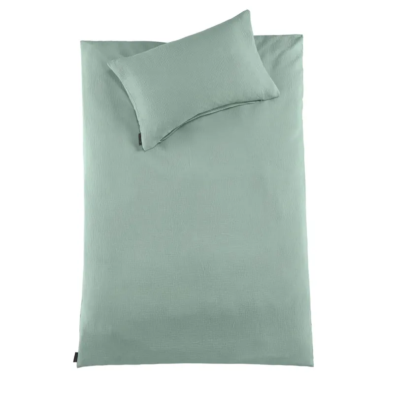 pure hug Musselin Baby Bettwäsche 100 x 135 cm Bettbezug Kopfkissenbezug 40 x 60 cm Matcha Gruen