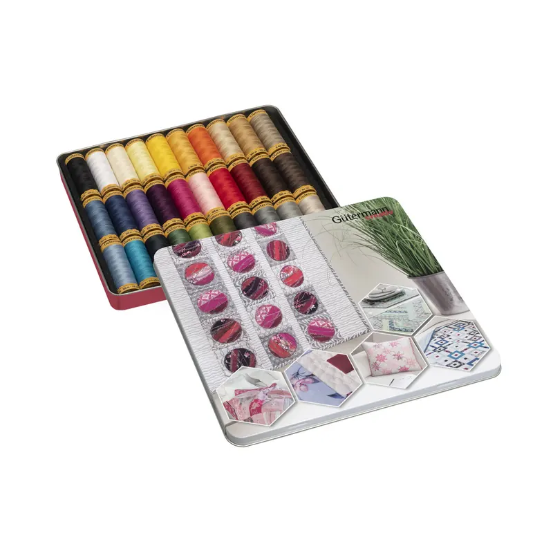 Quilt-Blechdose Nähfaden COTTON, 30 Farben, Gütermann