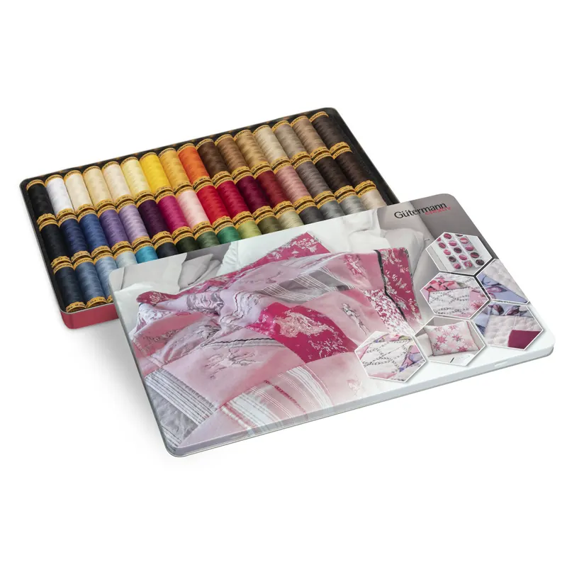 Quilt-Blechdose Nähfaden COTTON, 48 Farben, Gütermann