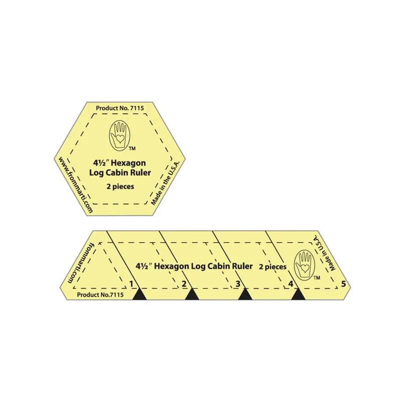 Quiltschablonen HEXAGON LOG CABIN TEMPLATE SET, 4 1/2 Inch, Marti Michell