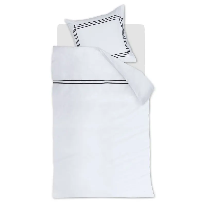 Rivièra Maison Baumwolle Bettwäsche RM Leandro Navy Marine 155 cm x 220 cm blau