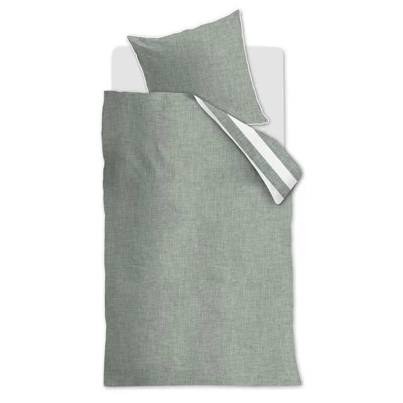 Rivièra Maison Bettwäsche Lindy Lines_Grey Green_ _UV_155x220 + 1x 1 , 1 155 x 220 cm, 80 x 80 cm Grau
