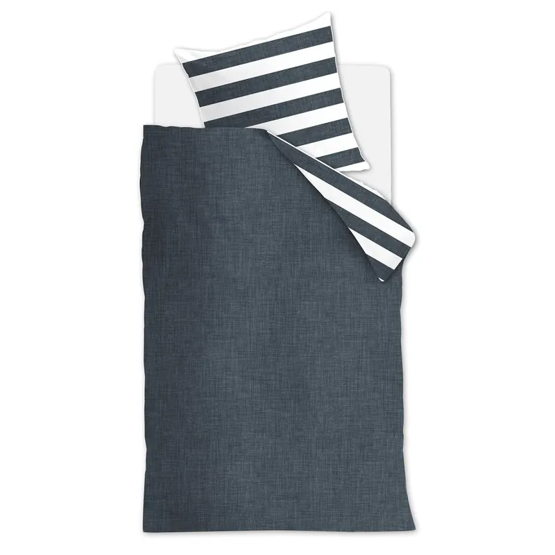 Rivièra Maison Bettwäsche Lindy Lines_Navy_ _UV_155x220 + 1x 1 , 1 155 x 220 cm, 80 x 80 cm blau