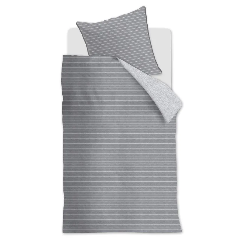 Rivièra Maison Bettwäsche Pinstripe_Grey_ _UV_135x200 + 1x 1 , 1 135 x 200 cm, 80 x 80 cm Grau