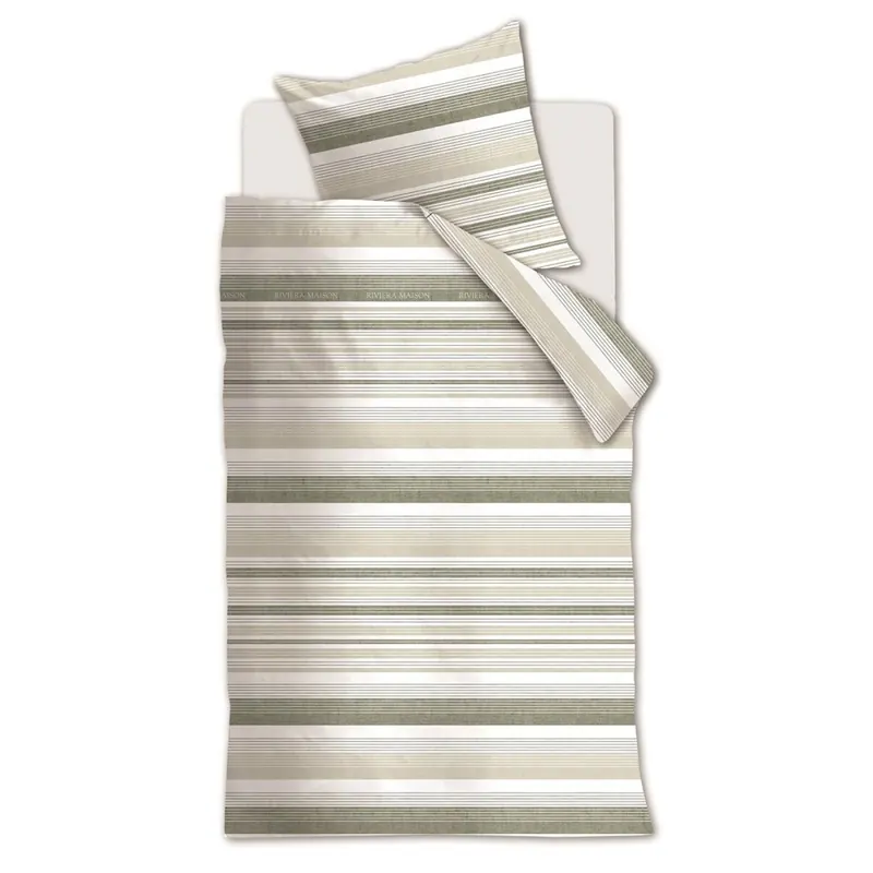 Rivièra Maison Bettwäsche Sturdy Stripe_Grey Green_ _UV_135x200 + 1x 1 , 1 135 x 200 cm, 80 x 80 cm Grau