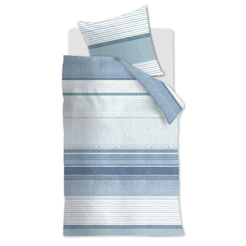 Rivièra Maison Kissenbezug Renforcé Save The Ocean Blue 1 80x80, 80 x 80 cm blau