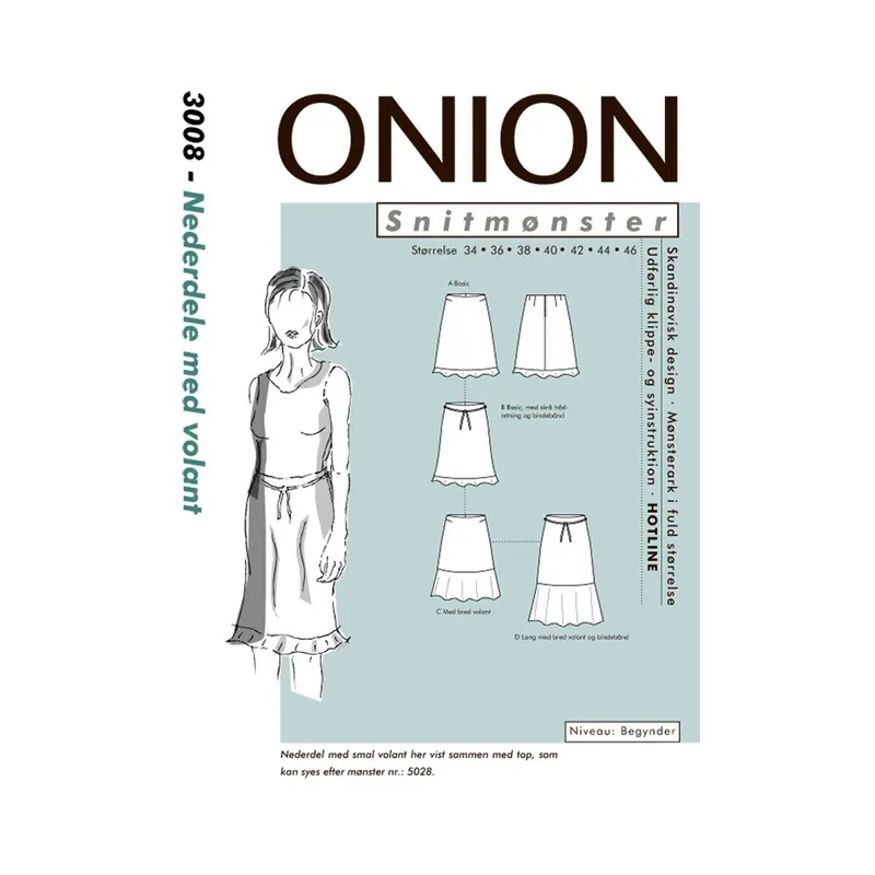 Rock mit Volant, Schnittmuster ONION 3008