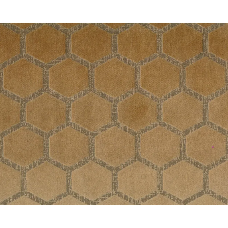 Samt-Polsterstoff LUSTRO HEXA, Sechsecke, goldbraun, Sanderson