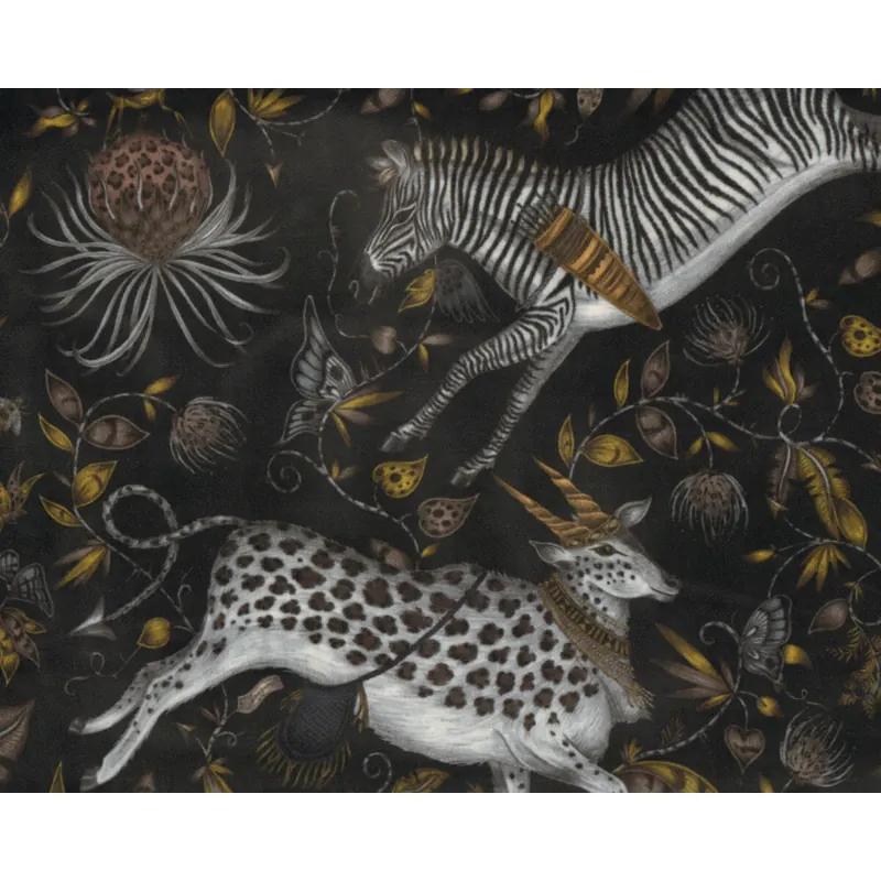 Samtstoff PROTEA, Tigerleoparden, anthrazit, Emma Shipley