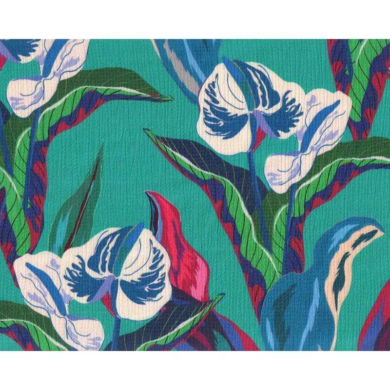 Satinierter Blasenkrepp aus Viskose KERRY, Orchidee, türkis, Hilco