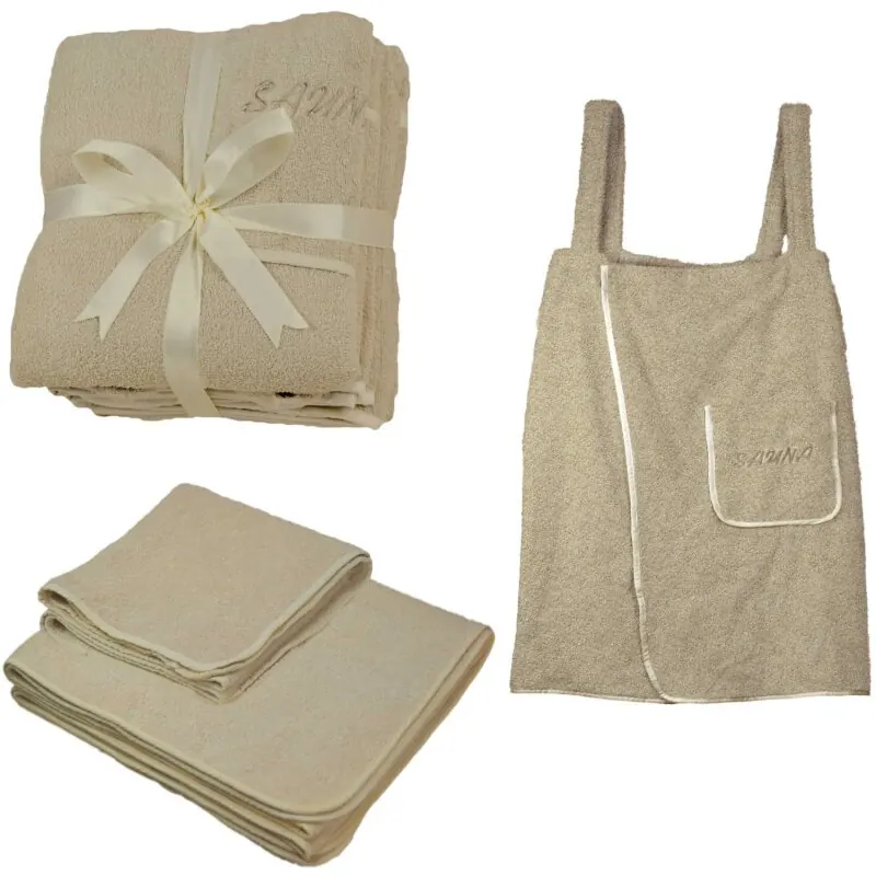 Sauna Set 3-Teilig Frottee Damen beige