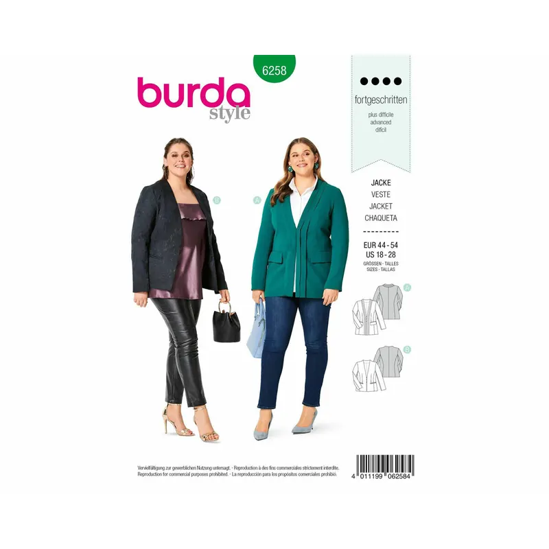 Schnittmuster Blazer PLUSGRÖSSE, burda style 6258