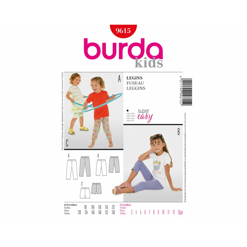 Schnittmuster für Kinder LEGGINS, burda kids 9615
