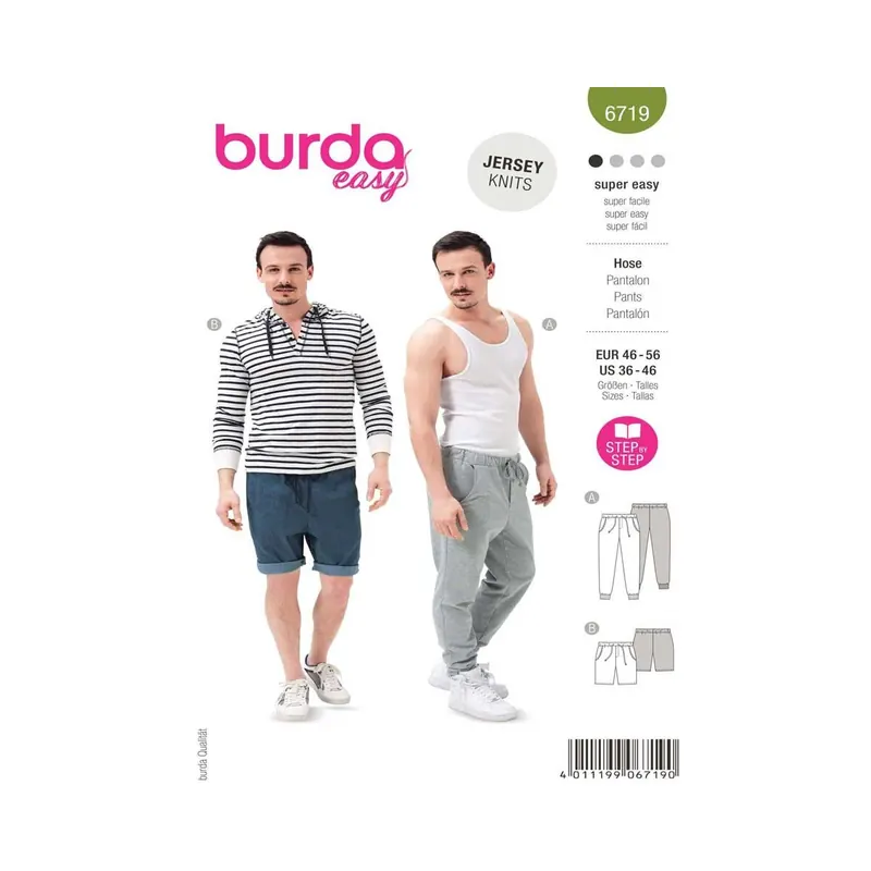 Schnittmuster JOGGINGHOSE für Herren, burda easy 6719