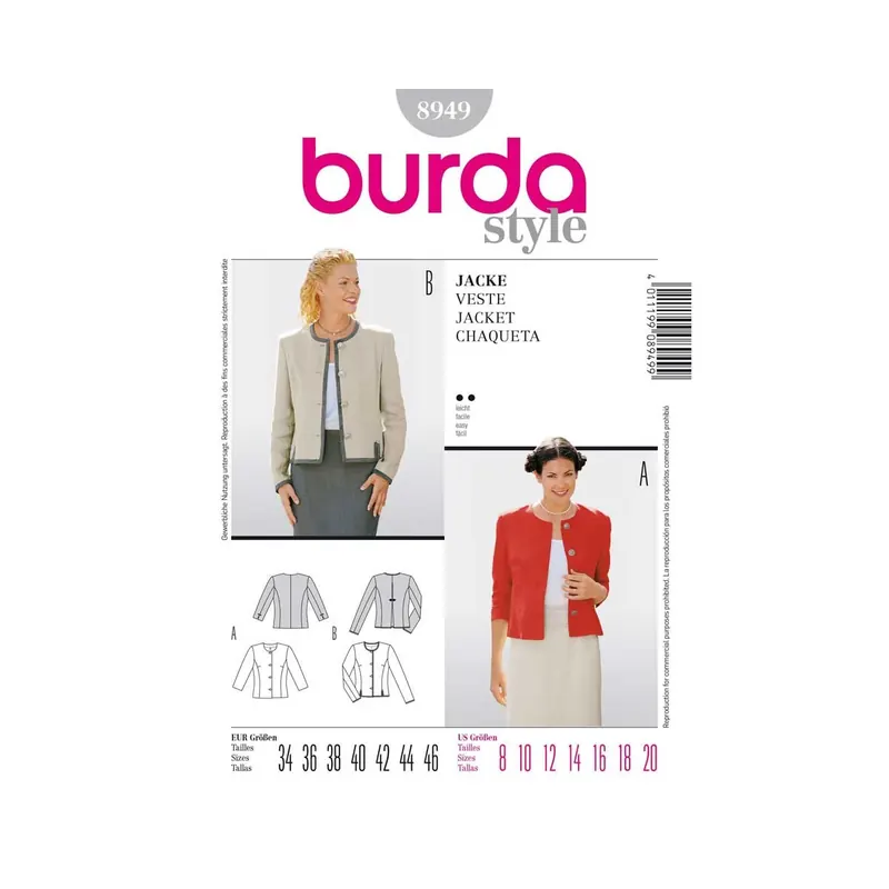 Schnittmuster KURZJACKE, burda style 8949
