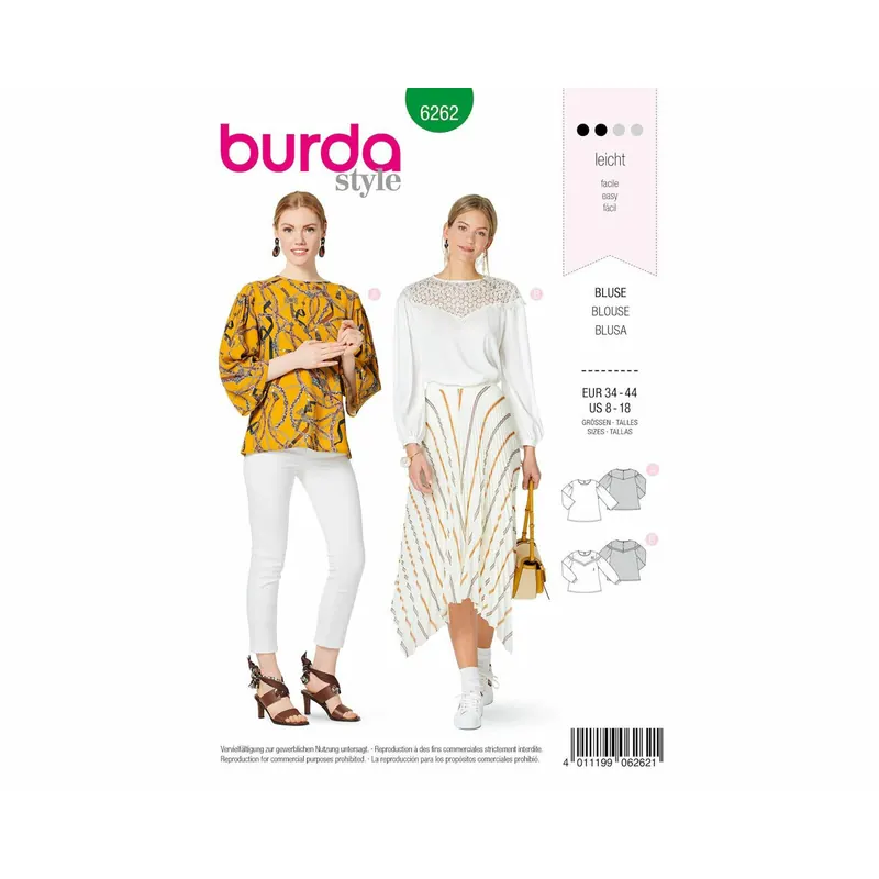 Schnittmuster SCHLUPFBLUSE, burda style 6262