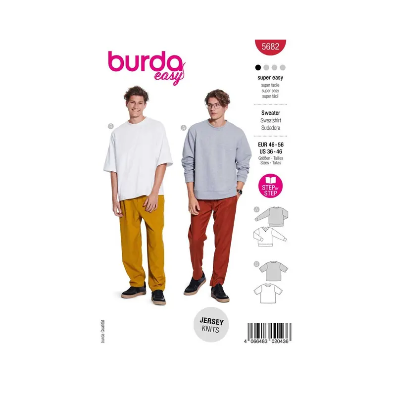 Schnittmuster SWEATER für Herren, burda easy 5682