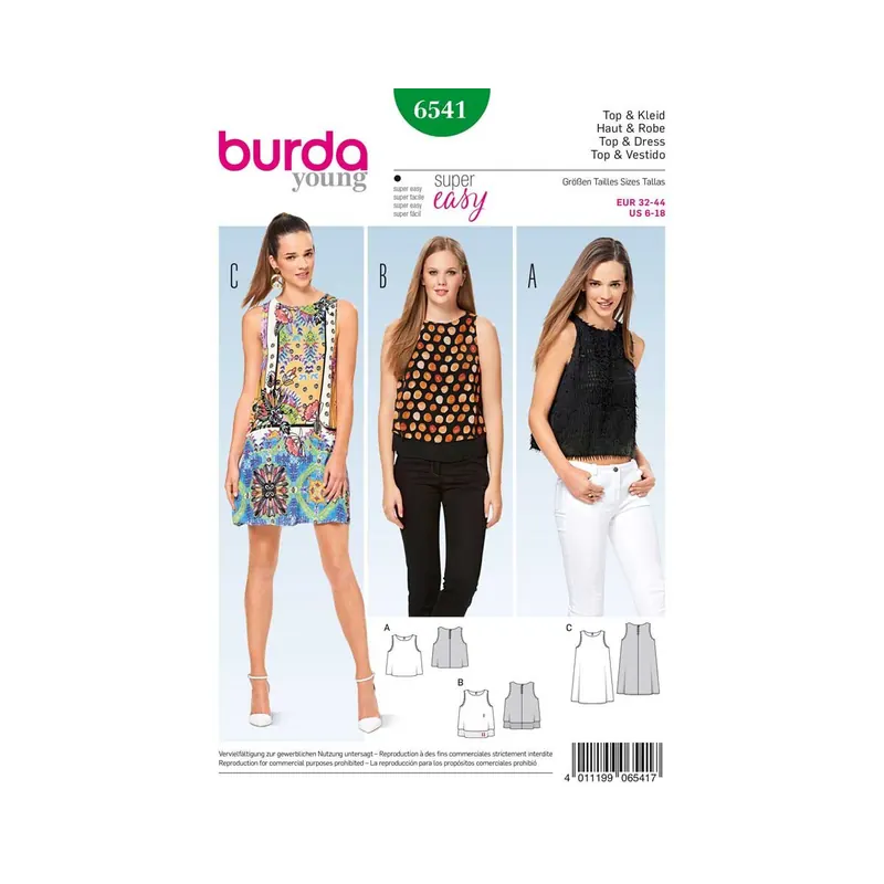 Schnittmuster TOP & KLEID, burda style 6541