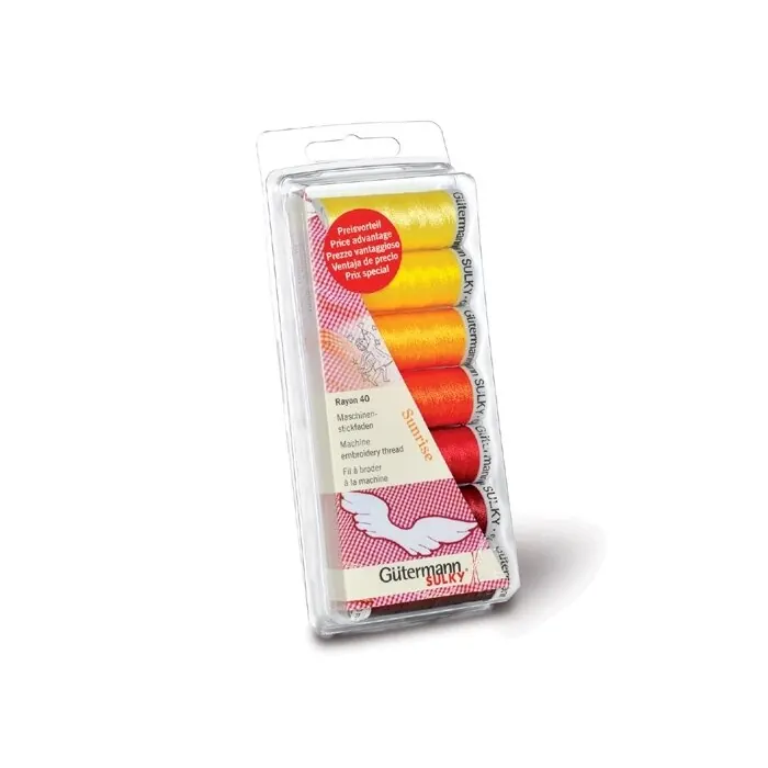 Set mit 7 Maschinenstickfäden RAYON 40, sunrise, Gütermann