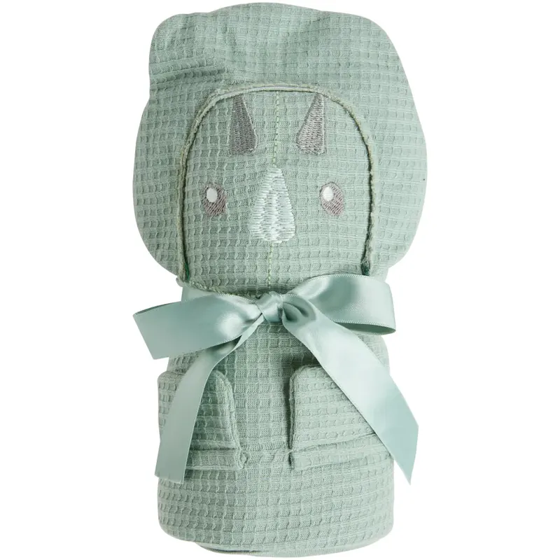 Soma Babydecke Grün Dino 80x100 cm aus Baumwolle – Mint, Waffeloptik, Wendedecke, Kuscheldecke