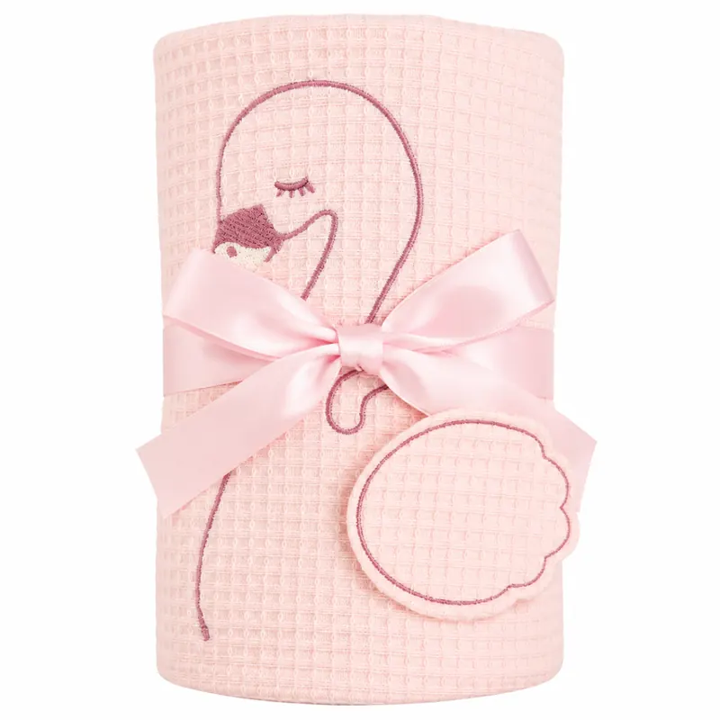 Soma Babydecke Rosa Schwan 80x100 cm aus Baumwolle – rose, Waffeloptik, Wendedecke, Kuscheldecke