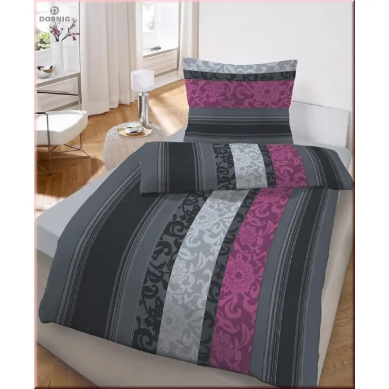 soma Biber Bettwäsche 2 teilig Bettbezug 155 x 220 cm Kopfkissenbezug 80 x 80 cm Borde beere