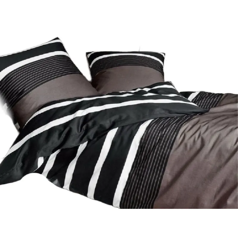 Soma Biber Bettwäsche Davos 2 teilig Bettbezug 135 x 200 cm Kopfkissenbezug 80 x 80 cm Nougat schwarz Streifen