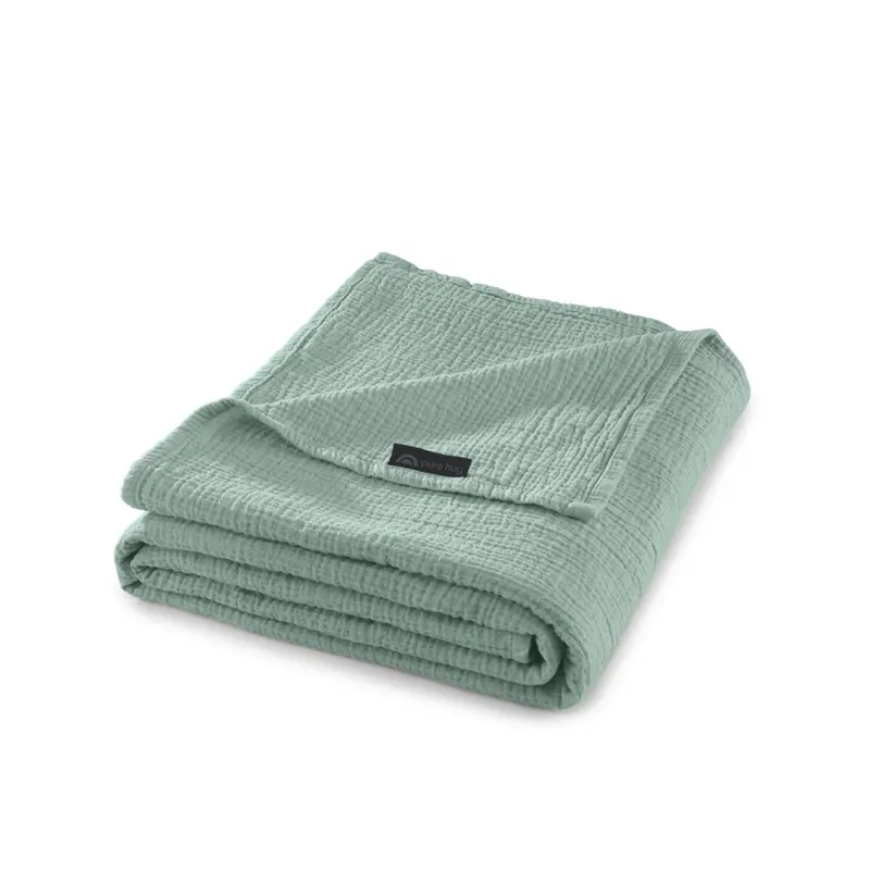 Soma Harmony Musselin Wohndecke 150 x 200 cm Matcha Grün – weiche Kuscheldecke für Sofa & Bett
