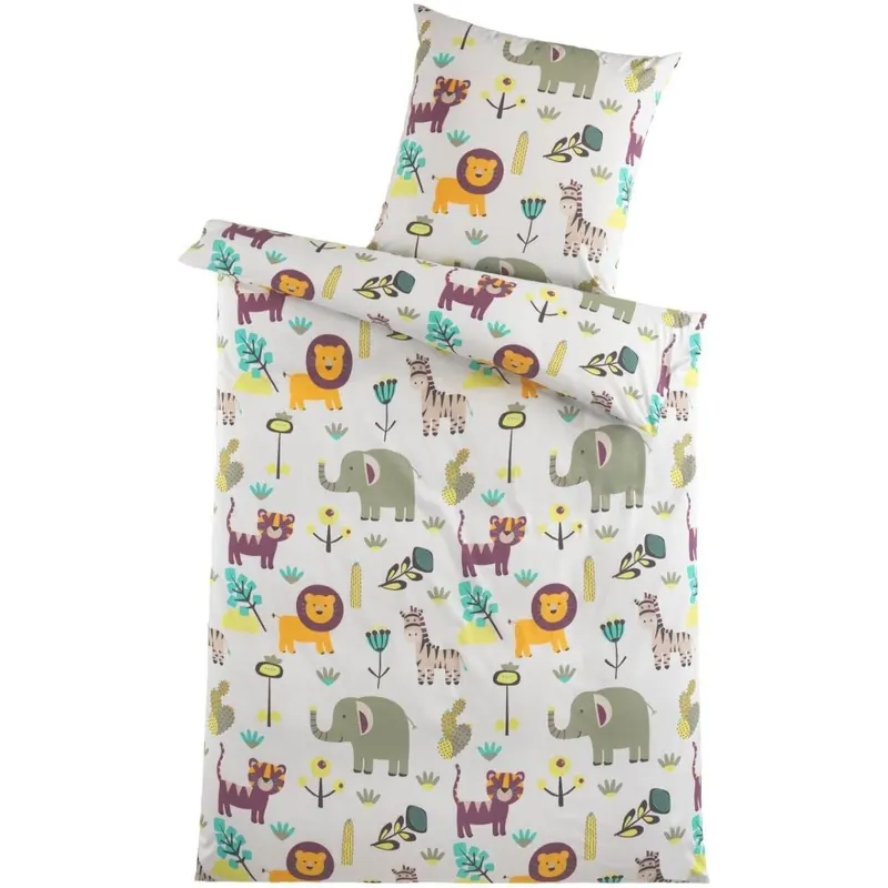 Soma Microfaser Kinder Bettwäsche 2 teilig 135x200 cm + 80x80 cm Tiermotiv Safari