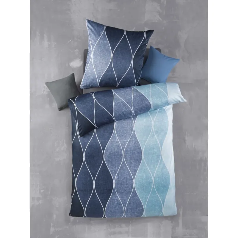 Soma Mikrofaser Bettwäsche 135 x 200 cm Bettbezug 135 cm x 200 cm Kopfkissenbezug 80 x 80 cm Alec-Blau Blau