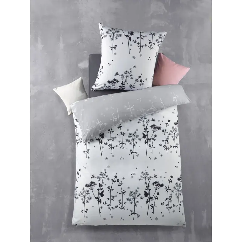 Soma Mikrofaser Bettwäsche 135 x 200 cm Bettbezug 135 cm x 200 cm Kopfkissenbezug 80 x 80 cm Herbes-Wende weiss / schwarz