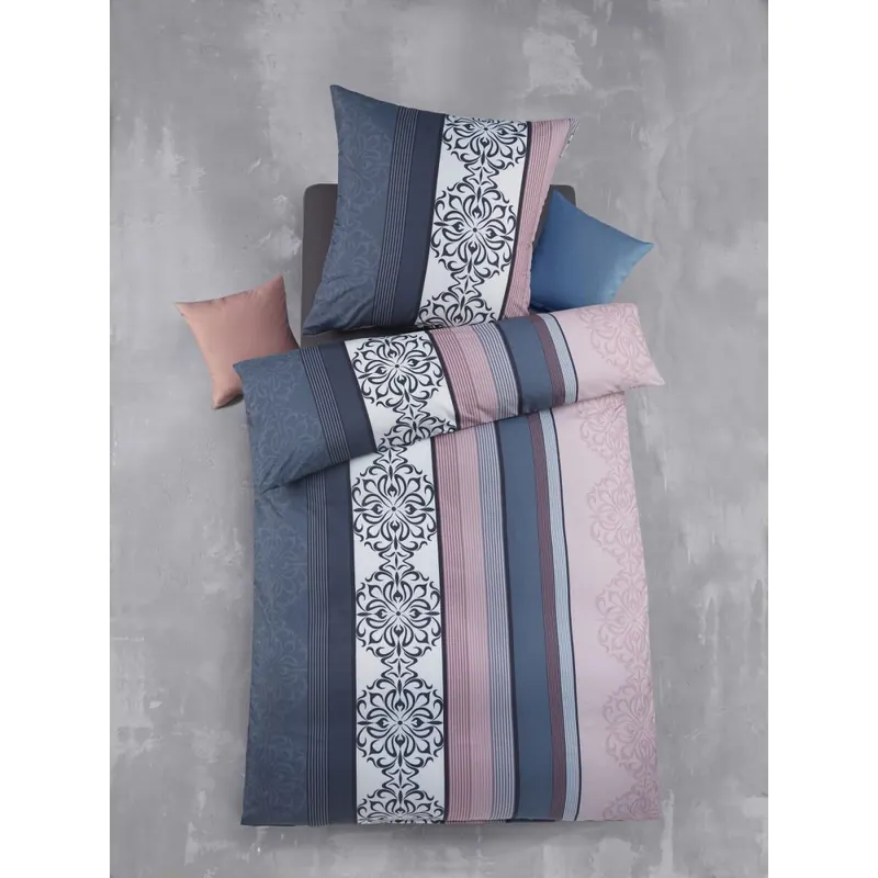 Soma Mikrofaser Bettwäsche 135 x 200 cm Bettbezug 135 cm x 200 cm Kopfkissenbezug 80 x 80 cm Lisia blau / rosa
