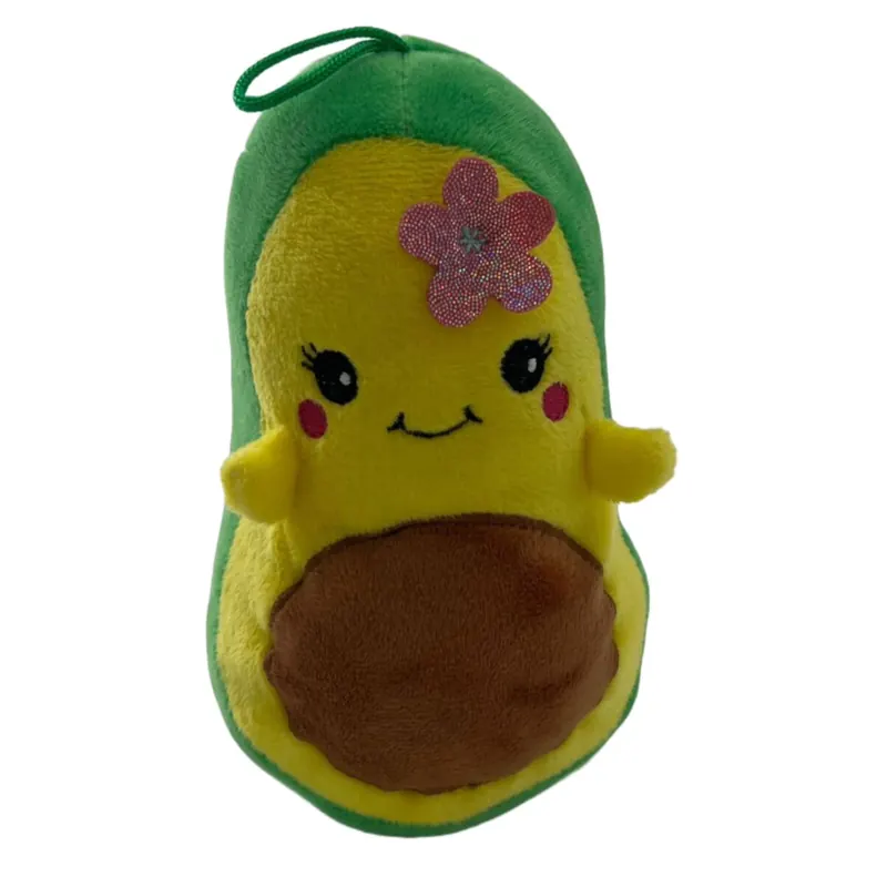 Soma Plüsch-Kissen Avocado Sofa-Rückenkissen Rund Lebensmittel Spielzeug Kuschel-Tier Plüsch-Tier Toy Früchte grün (Avocado 25 cm) + GRATIS Schlüsselanhänger