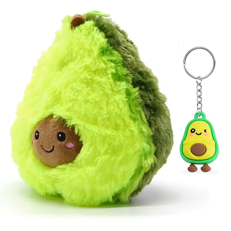 Soma Plüsch-Kissen Avocado XXL 40 cm Sofa-Rückenkissen Rund Lebensmittel Spielzeug Kuschel-Tier Plüsch-Tier Toy Früchte grün+ GRATIS Schlüsselanhänger