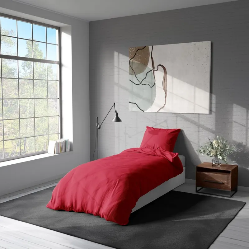 Soma Renforcé Bettwäsche 135 x 200 cm Bettbezug 135 cm x 200 cm  Kopfkissenbezug 80 x 80 cm uni rot