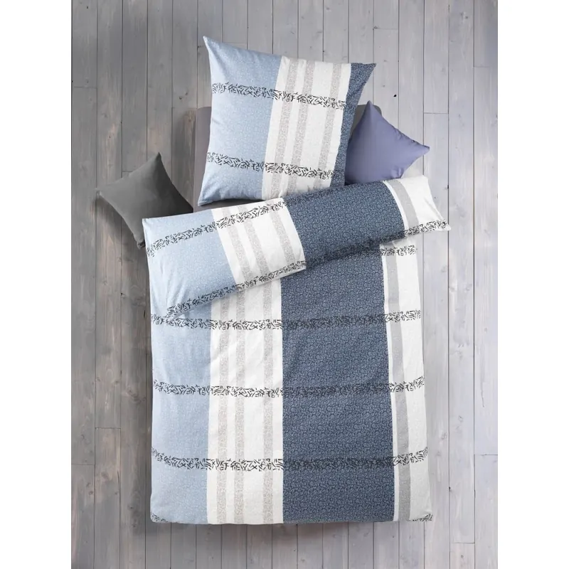 Soma Renforcé Bettwäsche 135 x 200 cm Bettbezug Kopfkissenbezug 80 x 80 cm Blar hellblau / blau