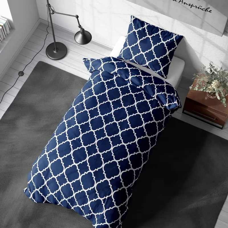 Soma Renforcé Bettwäsche 135 x 200 cm Bettbezug Kopfkissenbezug 80 x 80 cm Maroc blau