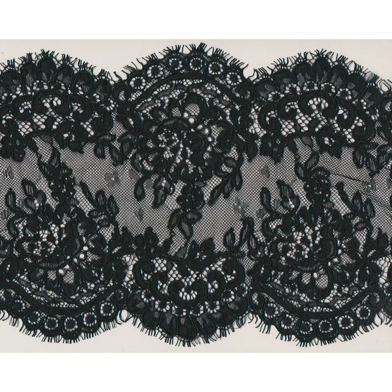 Spitzenband AMORE, beidseitige Bogenkante, 25 cm, schwarz