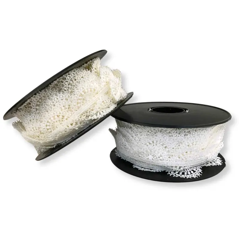 Spitzenband TIRA mit Bogenkante und Halbkreisen, 17 mm, weiß und creme