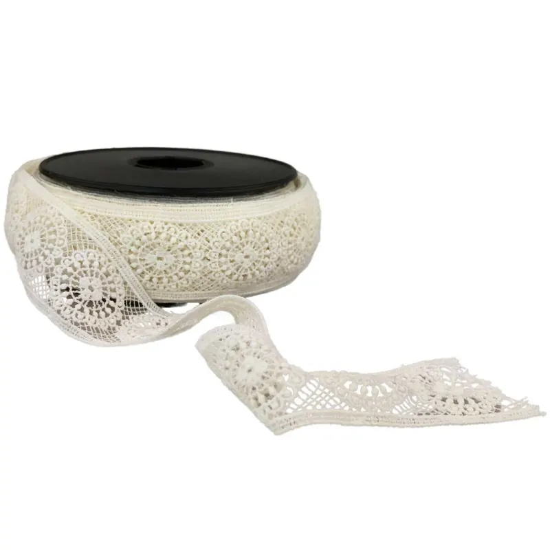 Spitzenband TIRA mit Kreis-Muster, 30 mm, creme