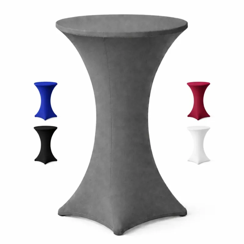 Stehtischhusse für Bistrotisch mit 4 verstärkten Fußlaschen elastisch Stretch OEKO-TEX zertifiziert  Ø 60-65x110-120 cm Anthrazit (1 Stück)