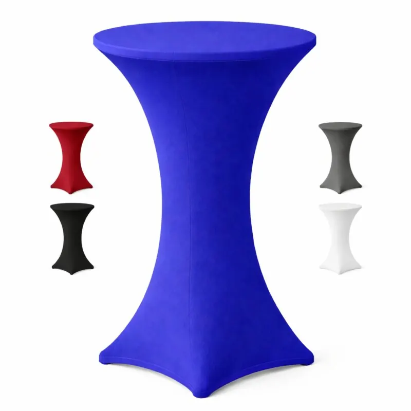 Stehtischhusse für Bistrotisch mit 4 verstärkten Fußlaschen elastisch Stretch OEKO-TEX zertifiziert  Ø 80-85x110-120 cm Royalblau (1 Stück)