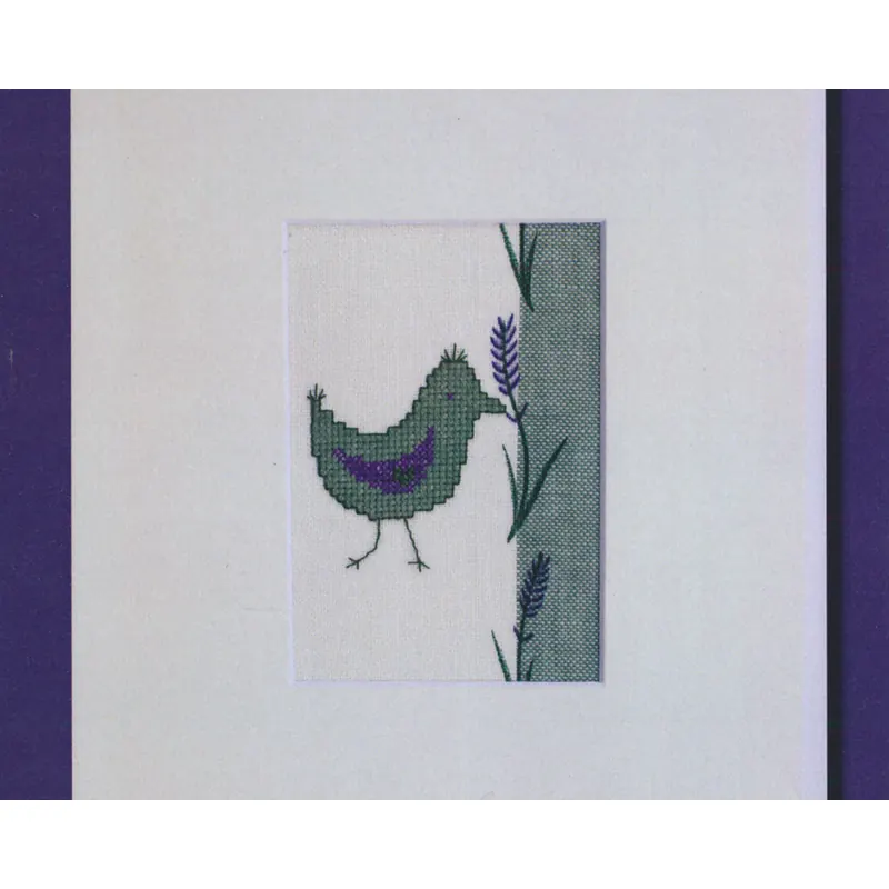 Stickset Vaupel & Heilenbeck, Vogel, grün, Lavendel