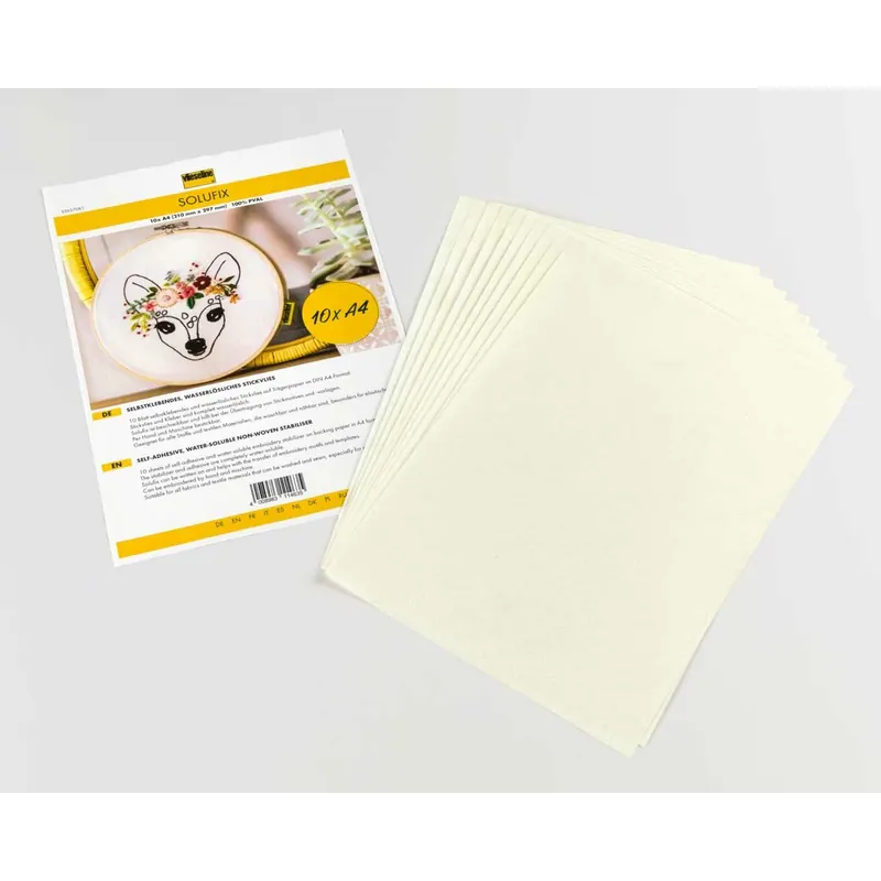 Stickvlies SOLUFIX, selbstklebend, 10 Stück, 21 x 29,7 cm, Vlieseline